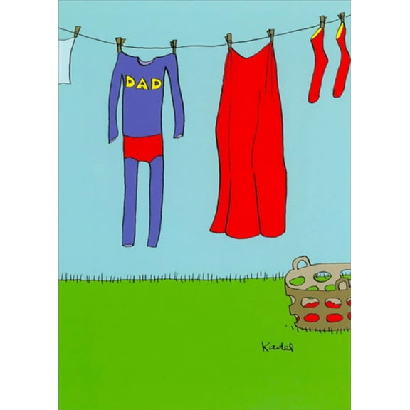 RSVP Superhero Costume on Laundry Line Humorous : Funny Father's Day Card