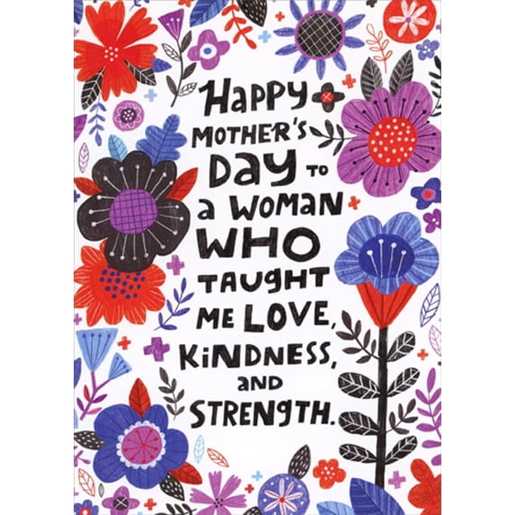 RSVP Taught Me Love, Kindness and Strength : Flowers on White Mother's Day Card for Someone Like a Mother