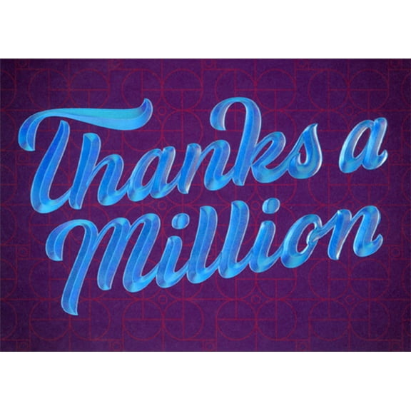RSVP Thanks a Million : Embossed Blue Text on Purple Premium Thank You Card