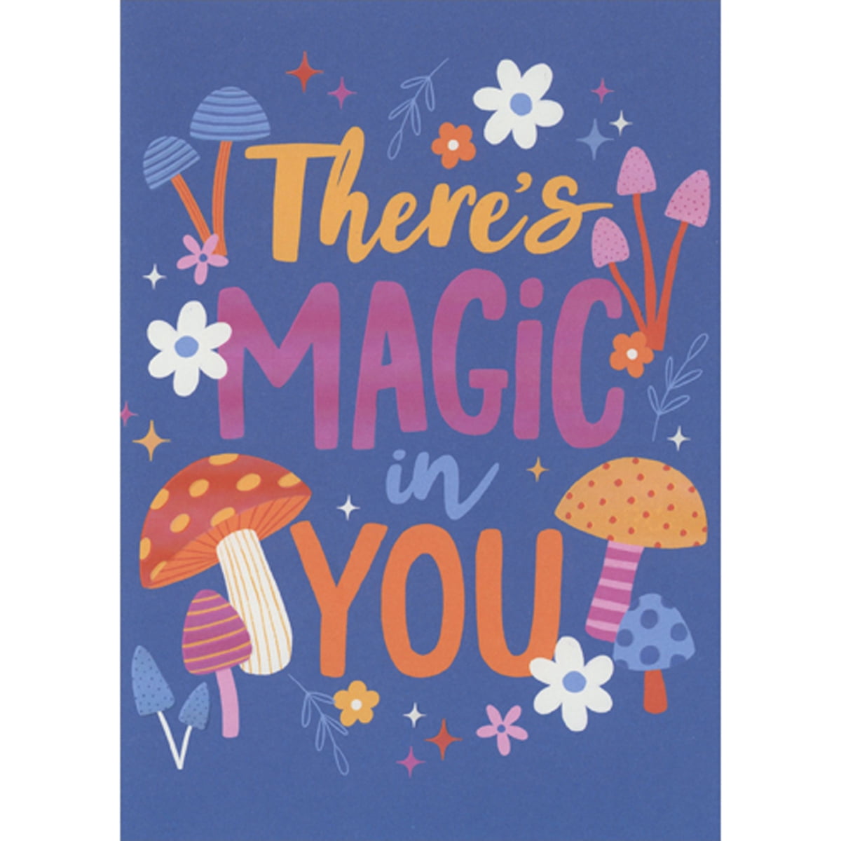 RSVP There's Magic in You: Mushrooms and Flowers on Blue Birthday Card ...