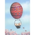 thumbnail image 1 of RSVP Three Bunnies Riding in Basket of Red Egg Shaped Hot Air Balloon Easter Card, 1 of 2