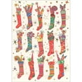 thumbnail image 1 of RSVP Three Rows of Five Patterned Stockings Stuffed with Gifts Christmas Card, 1 of 2