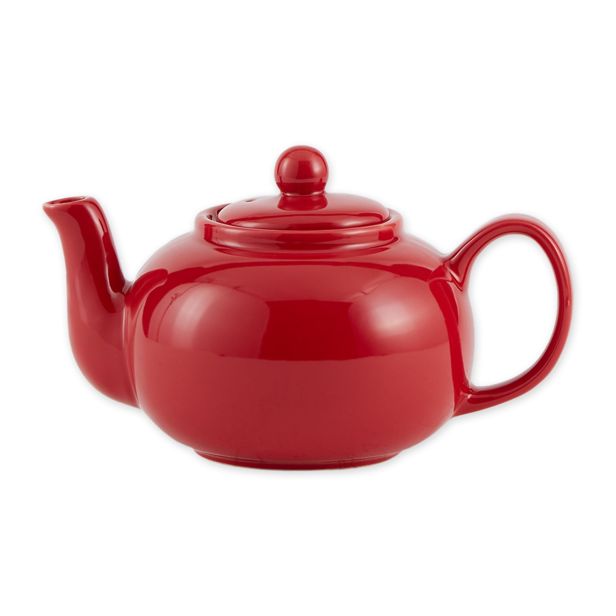 Compact Red Stoneware Teapot with Large Spout, 16 oz
