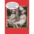 thumbnail image 1 of RSVP Two Women on Bench Photo: Start Working Out and Eat Healthier Humorous / Funny Christmas Card for Her, 1 of 2