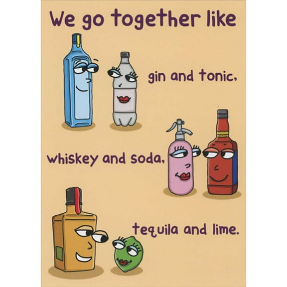 RSVP We Go Together Like Gin and Tonic, Whiskey and Soda, Tequila and Lime Funny Father's Day Card for Husband