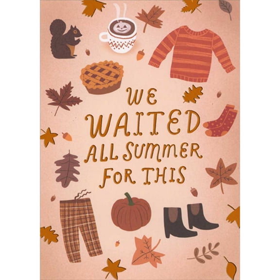 RSVP We Waited All Summer For This: Leaves, Sweater, Socks, Fall Images Thanksgiving Card