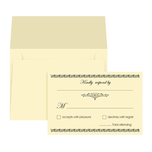 RSVP Wedding Return Cards - Natural Cream - Size 4" x 6" With A6 Envelopes - 50 Per Pack