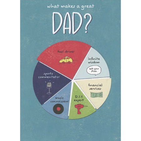 RSVP What Makes a Great Dad Pie Chart: Taxi Driver, Infinite Wisdom Father's Day Card for Dad