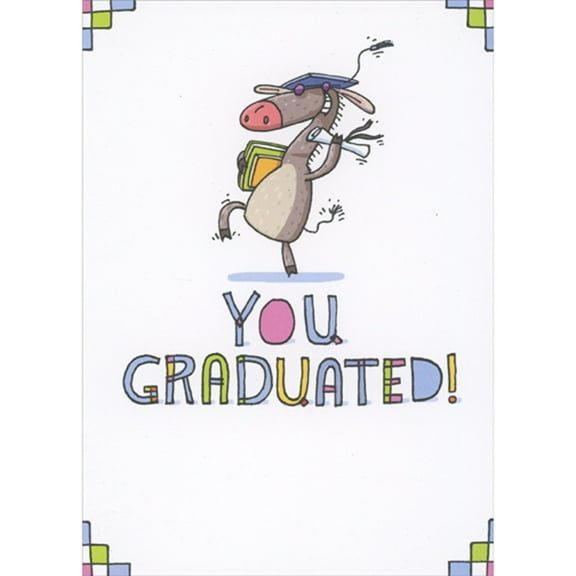 RSVP You Graduated: Dancing Donkey Holding Diploma Funny / Humorous Graduation Congratulations Card
