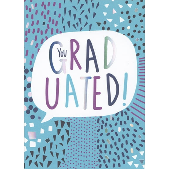 RSVP You Graduated Talk Bubble and Confetti on Blue High School Graduation Congratulations Card