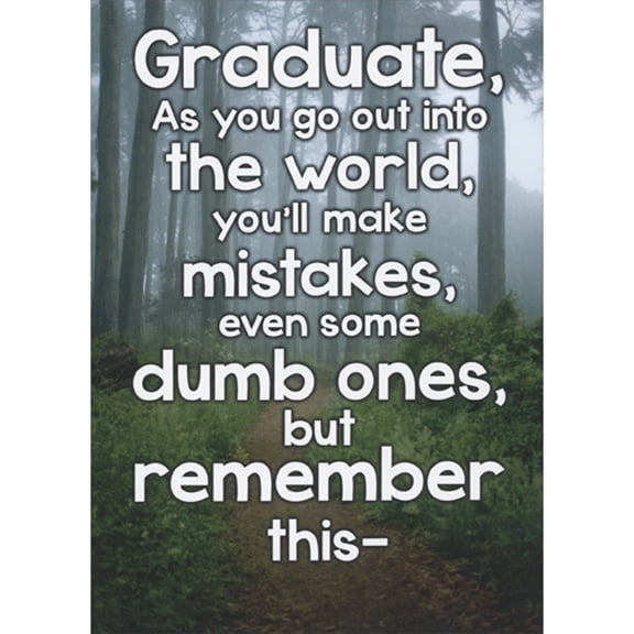 RSVP You'll Make Dumb Mistakes: Forest Path Photograph Funny / Humorous Graduation Congratulations Card
