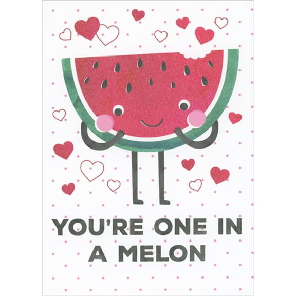 RSVP You're One in a Melon: Smiley Face Slice of Watermelon with Arms and Legs Valentine's Day Card