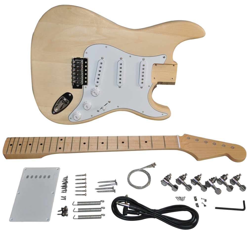 RSW DIY Electric Guitar kit with Basswood Body Maple Neck and Fingerboard 21 Frets S-S-S Pickups Bolt On - image 1 of 6
