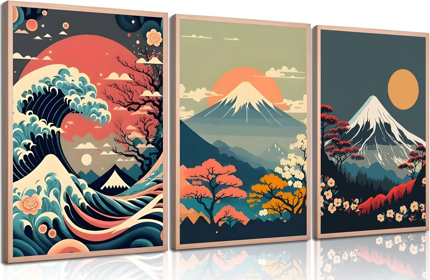 RSYJHIK 3Pcs Japanese Wall Art Asian Nature Landscape Canvas Prints ...