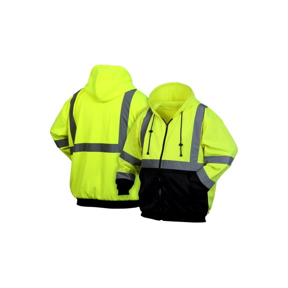 RSZH3210X4 4X Lime/Black Safety Front Zipper Hooded Sweatshirt