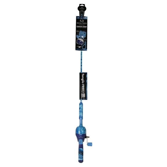 Realtree Dark Blue 34" Micro Tangle-Free Spincast Combo Fishing Rod and Reel