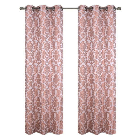 RT Designer Collection Baylor Jacquard 2 Pack Luxurious Modern Design Curtain Panel Pair 36" x 84" Terracotta