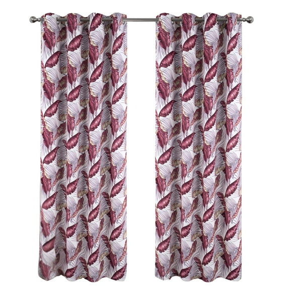 RT Designer Collection Brazil Printed Blackout Luxurious Decorative Grommet Curtain Panel 54" x 90" Burgundy