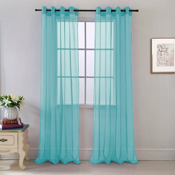 RT Designers Collection Cara Grommet Curtain Panel for Windows 54" x 84" Aqua