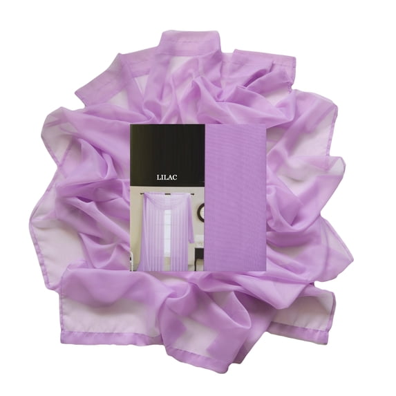 Olivia Gray Celine Decorative Sheer Curtain Scarf for Bedroom, Kitchen, Living Room, Dining Room & More - 55-inch x 216-inch - Lilac