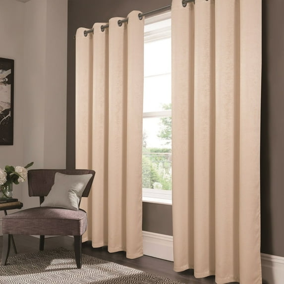 RT Designer Collection Nora Embossed Blackout Grommet Panel 90" - 52 x 90 in. - 52 x 90 in. Beige