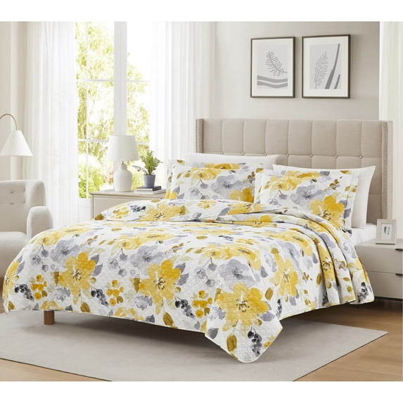 RT Designers Collection BSMB351K Mayfair Buttercup Pinsonic Quilt - King Size - 3 Piece