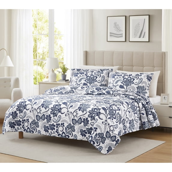 RT Designers Collection BSMJ358K Mayfair Jacobean Pinsonic Quilt - King Size - 3 Piece