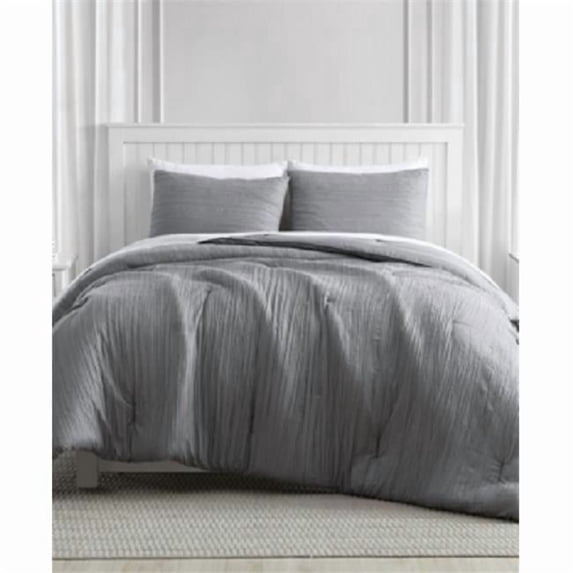 RT Designers Collection CMG10334Q Greenport Crinkle Bed Comforter Set, Grey - Queen - 3 Piece
