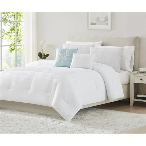 RT Designers Collection CML20597Q Luna Comforter, White - Queen Size - 5 Piece