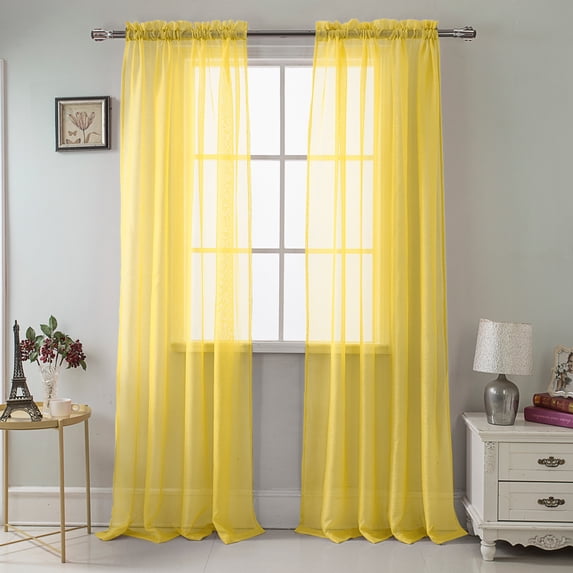 RT Designers Collection Celine Sheer 55 x 90 in. Rod Pocket Curtain Panel Neon Yellow