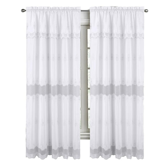 RT Designers Collection Donna Macrame Construction 3" Rod Pocket Curtain Panel 54" x 90" White