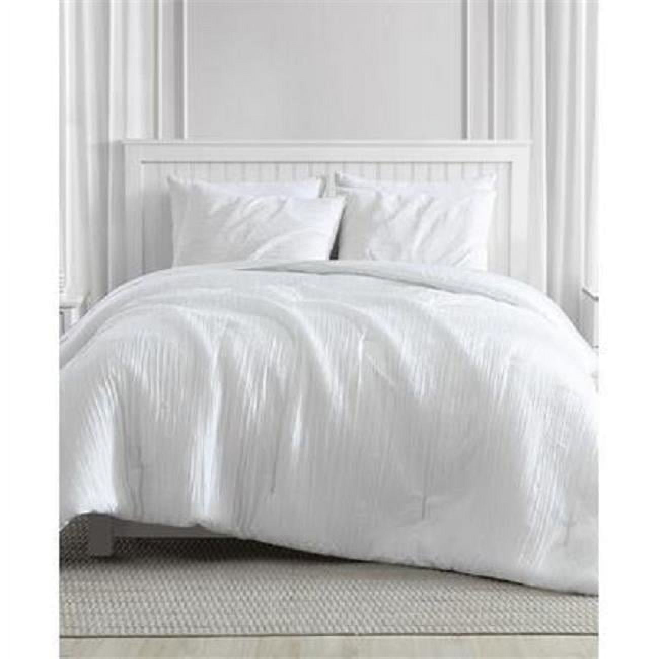 White Queen Crinkle Microfiber Comforter Set with Shams