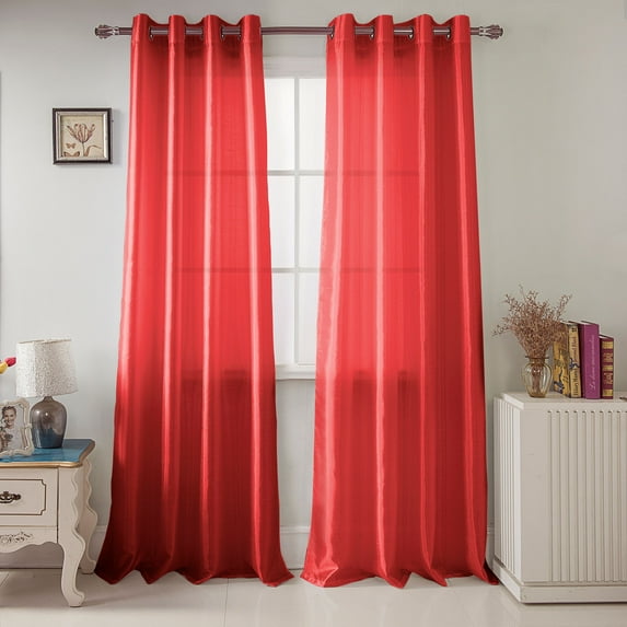 RT Designers Collection Nancy Faux Silk Grommet Curtain Panel 54" x 84" Red