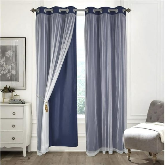 RT Designers Collection PNH47856 63 in. Hendrix Double Layer Blackout Grommet Panel, Navy - Pack of 2