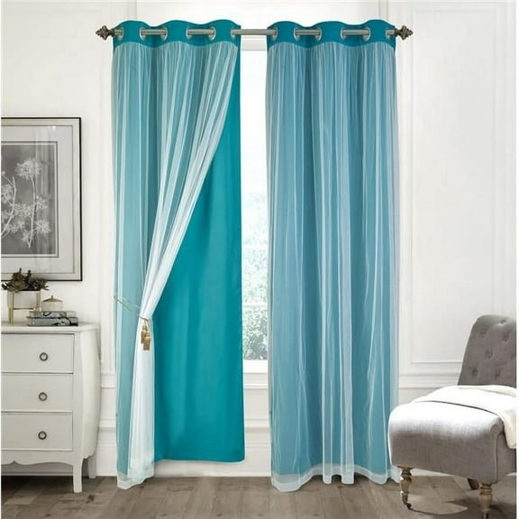 RT Designers Collection PNH47894 63 in. Hendrix Double Layer Blackout Grommet Panel, Turquoise - Pack of 2