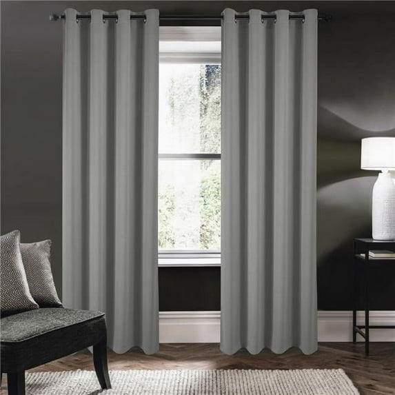 RT Designers Collection PNR52117 84 in. Riley 100 Percent Blackout Grommet Panels, Charcoal