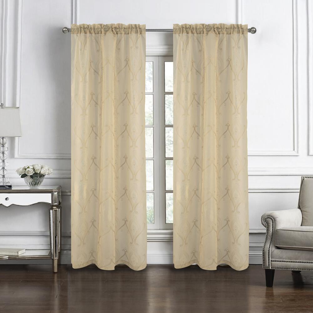 Taupe Polyester Light-Filtering Rod Pocket Window Panels, 36" x 84"