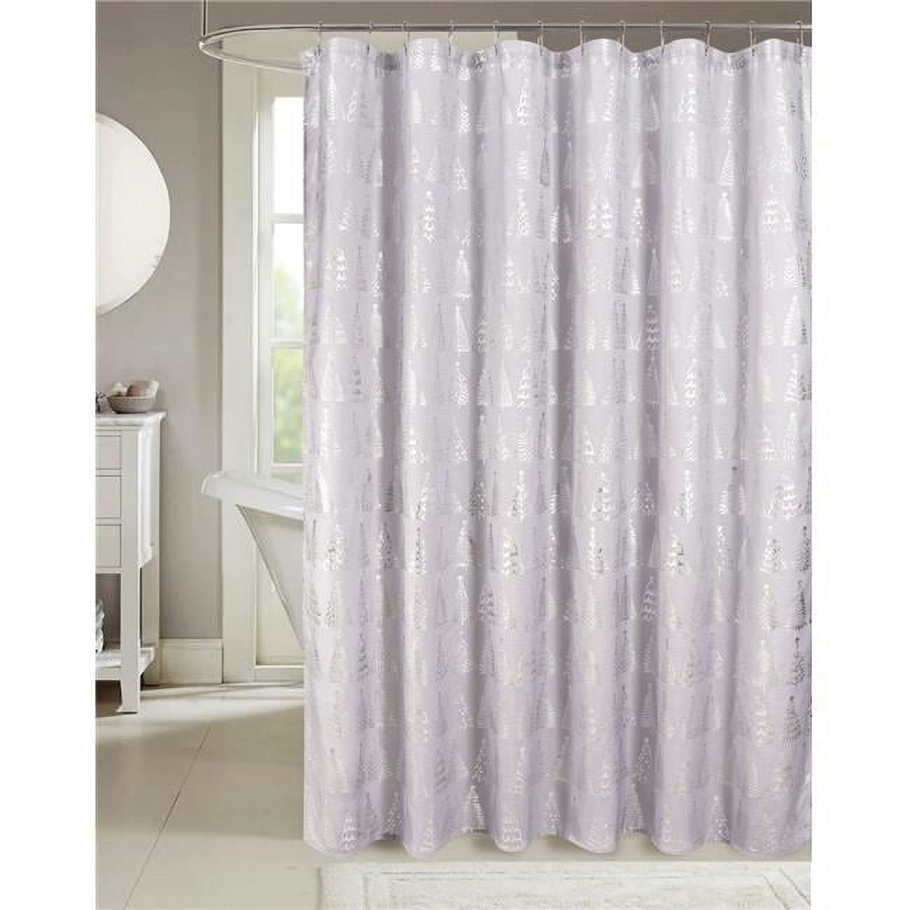 RT Designers Collection Christmas Forest Foil Shower Curtain 70" x 72" Grey/Silver