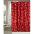 thumbnail image 1 of RT Designers Collection Christmas Golden Snowfalke Slub Shower Curtain 70" x 72" Red/Gold, 1 of 3