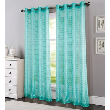 RT Designers Collection Wanda Box Voile Light Filtering One Grommet Curtain Panel 54" x 90" Aqua