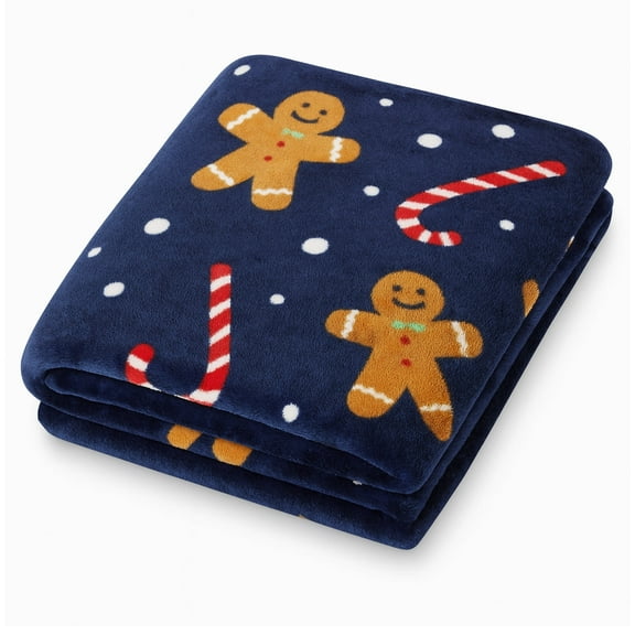 RT Home Christmas Holiday Throw Blanket Oversized 60 x 70 inches Polyester Adults (Gingerbread)