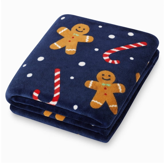 RT Home Christmas Holiday Throw Blanket Oversized 50 x 70 inches Polyester Adults (Gingerbread)
