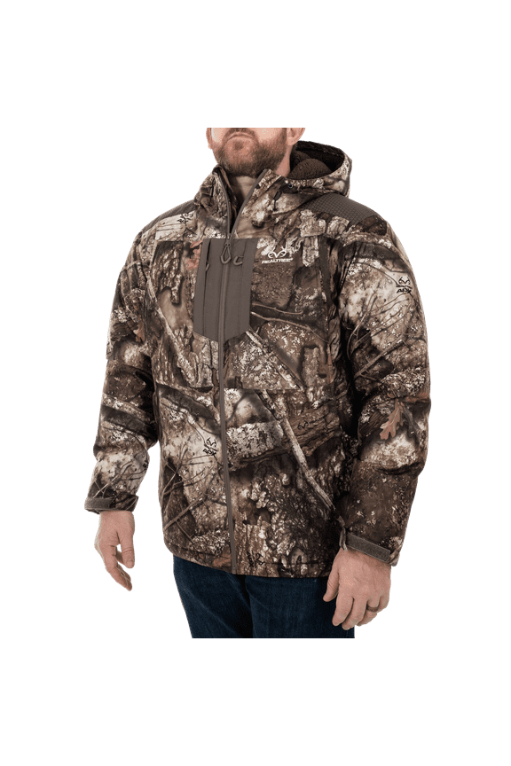 Outfitters Men's Sherpa Lined Waterproof Hunting Jacket, Realtree APX, Size Large