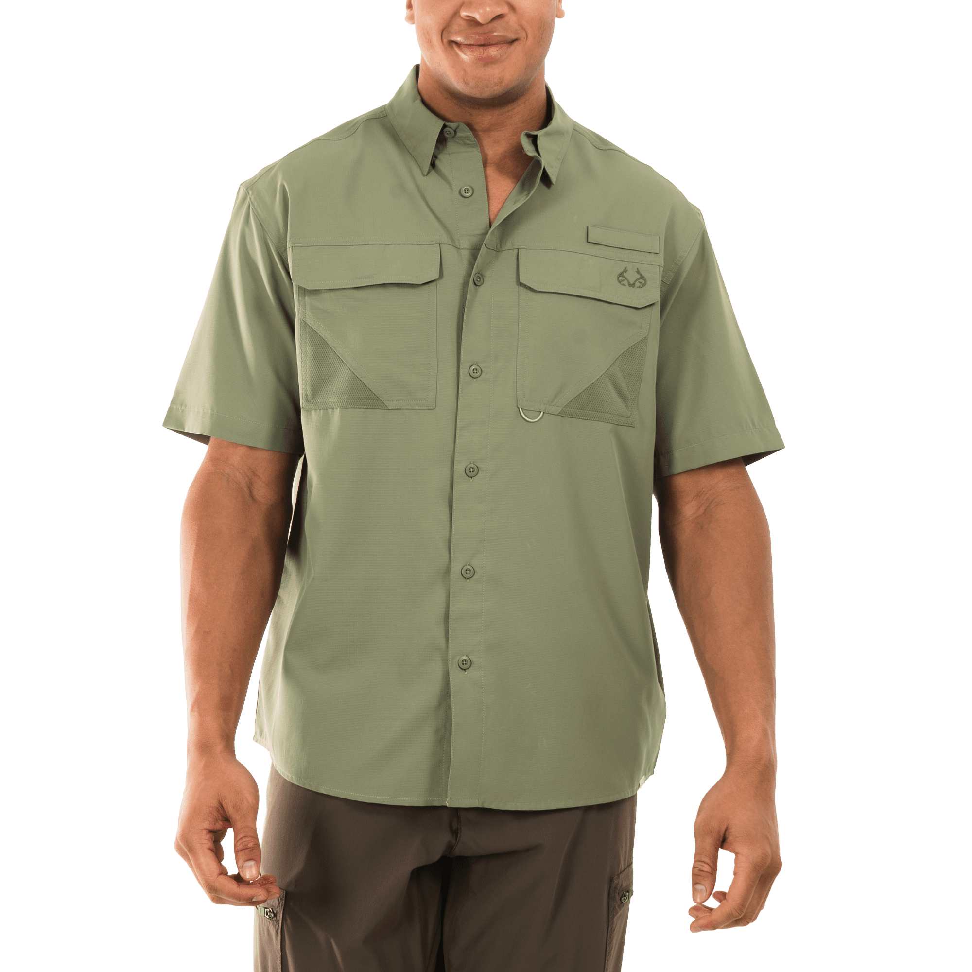Realtree Men's Oil Green 2XL Short Sleeve Guide Shirt