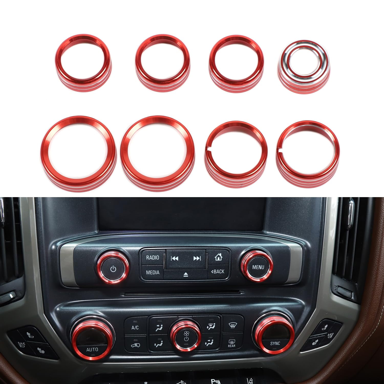 RT-TCZ for Sierra Radio CM31 AC Knobs Trim Rings for Chevy Silverado ...