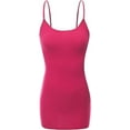 thumbnail image 1 of RT1002 Ladies Adjustable Spaghetti Strap Basic Long Cami Tank Top Hot-Pink M, 1 of 5