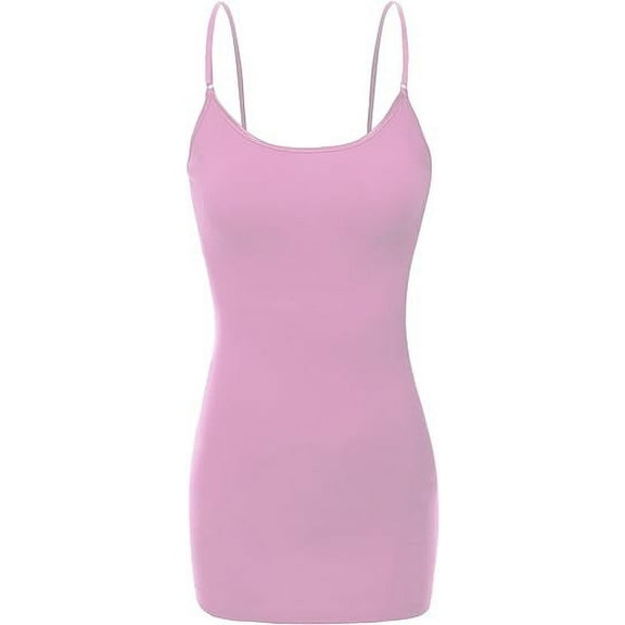 RT1002 Ladies Adjustable Spaghetti Strap Basic Long Cami Tank Top Lavender S