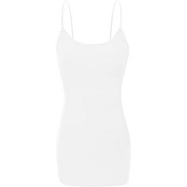 RT1002 Ladies Adjustable Spaghetti Strap Basic Long Cami Tank Top White M