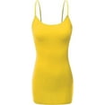 thumbnail image 1 of RT1002 Ladies Adjustable Spaghetti Strap Basic Long Cami Tank Top Yellow S, 1 of 5