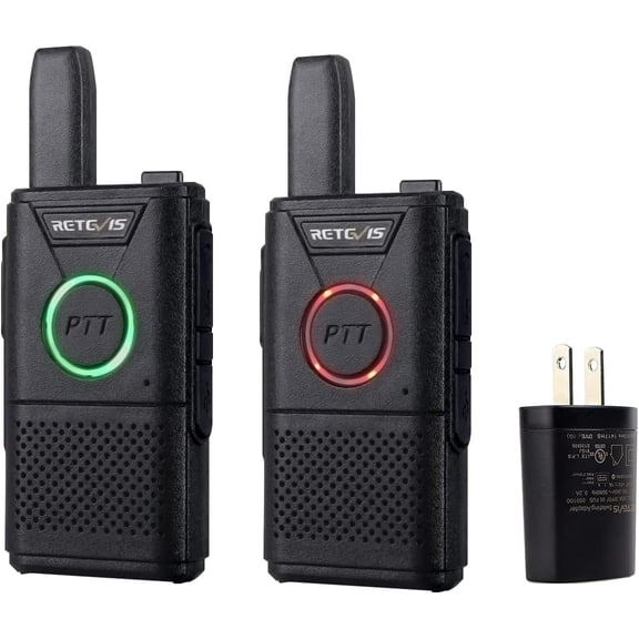 RT18 Rechargeable Walkie Talkies, Portable FRS Two-Way Radios, Dual PTT, VOX, Metal Clip, Small Mini Walkie-Talkie for Adults Seniors Elderly Family Camping Hiking Outdoor Trip(2 Pack)